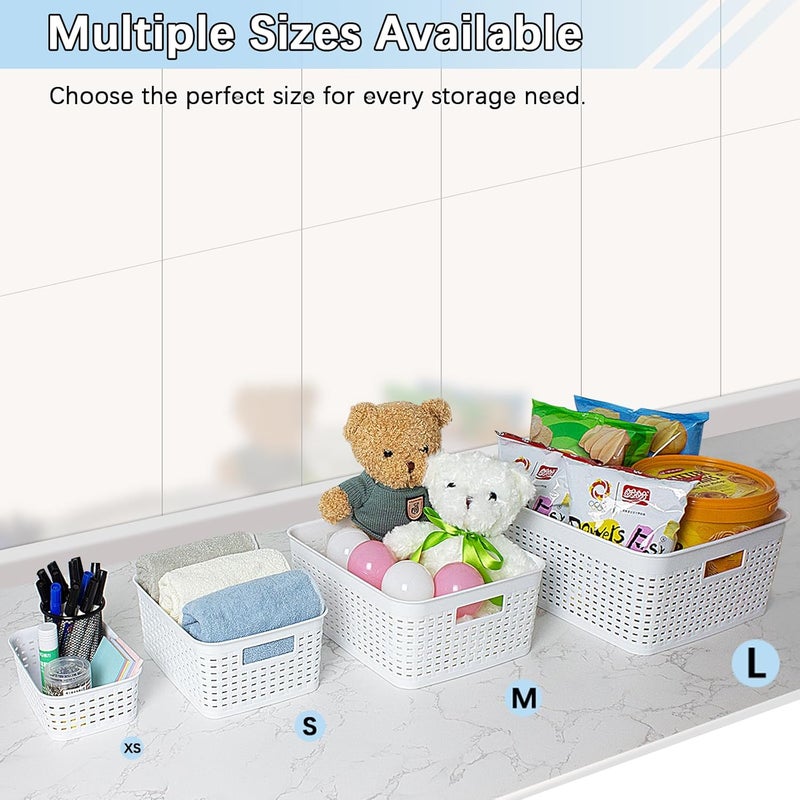Soddeph Plastic Storage Baskets for Cabinets, Household Pantry Organization with Handle,Organizer Bins for Room,Bathrooms,Under-Sink,Kitchen (White, L-3PACK) - Image 4